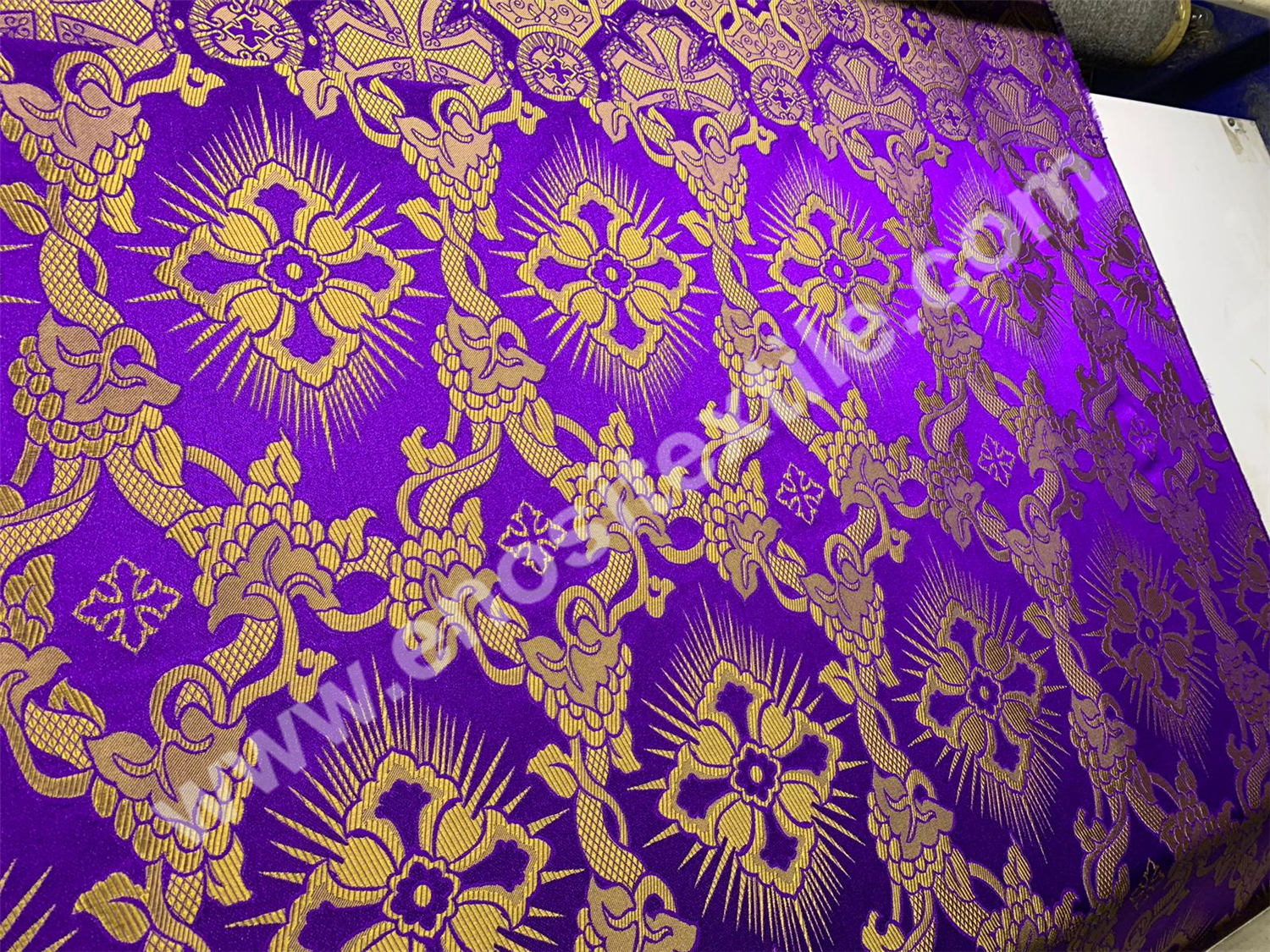 KL-003 Purple-Gold Brocade Fabrics